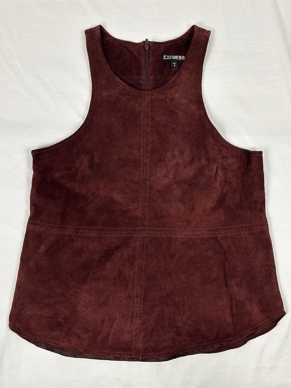 Express Burgundy Leather High Neck Sleeveless Tank Top Lined Sz S Boho Festival